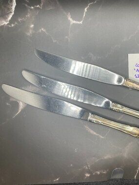 Set of 3 Oneida Community AFFECTION Dinner Knives Silverplate Hollow Handle 9"